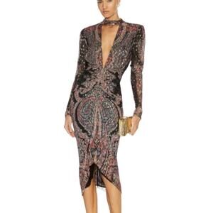 Rococo Sand Nott Midi Dress In Black Size Small